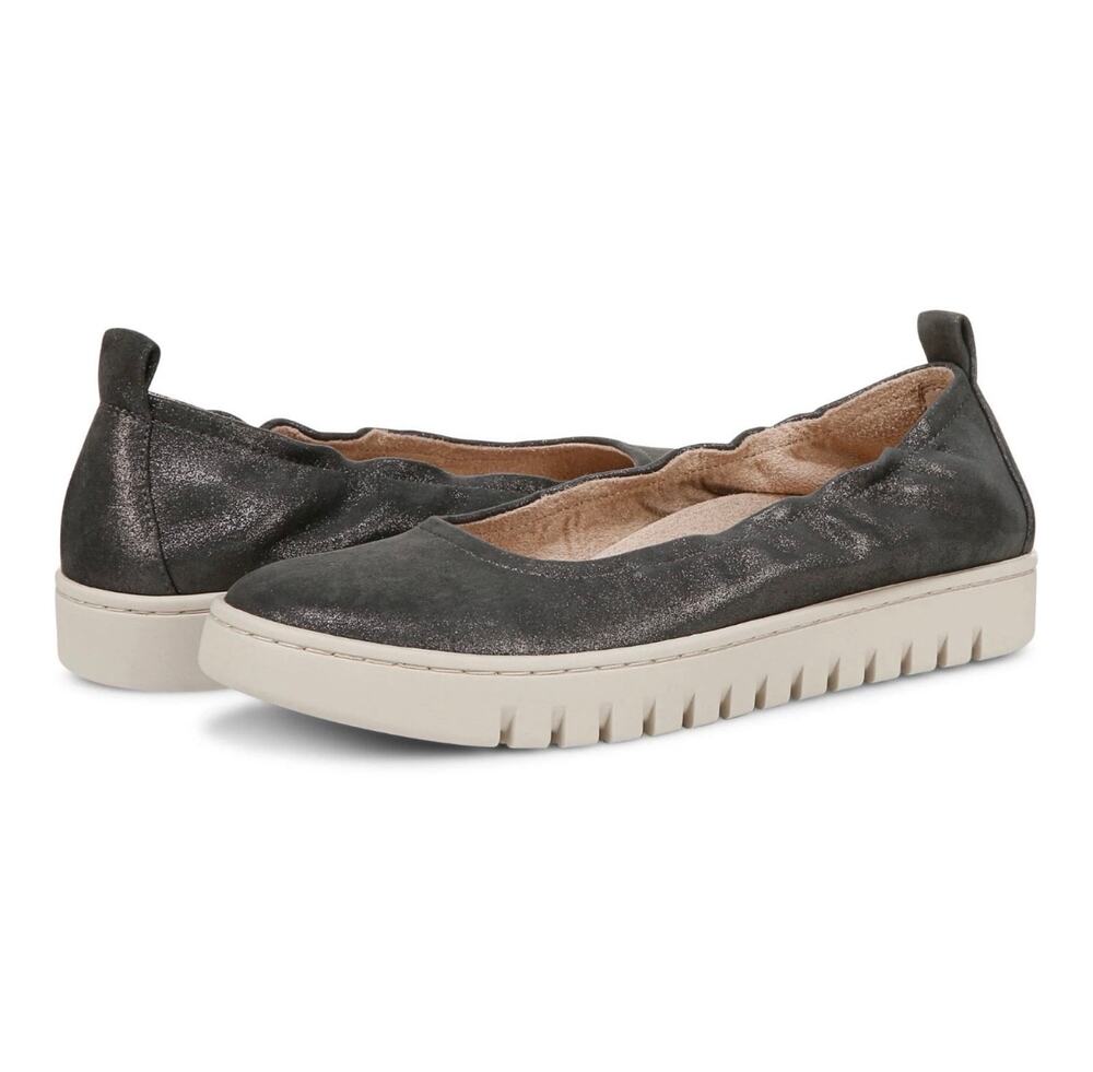 Vionic Uptown Ballet Flats Women’s 8.5 Gray Metallic Suede Shoes brand new